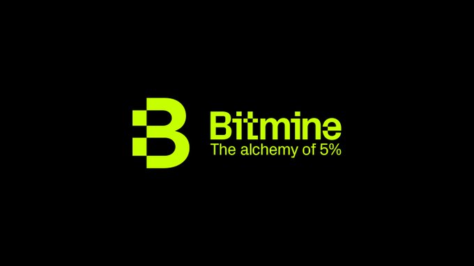 A black background displays the Bitmine logo in bright green, featuring a stylized "B" icon alongside the text "Bitmine" and the tagline "The alchemy of 5%."

The image serves as a visual anchor for the post, which discusses Bitmine's MNAV ratio approaching 1.0 and speculates on potential share buybacks and upcoming crypto ETF approvals, directly tying the company's branding to the financial commentary about its stock performance.