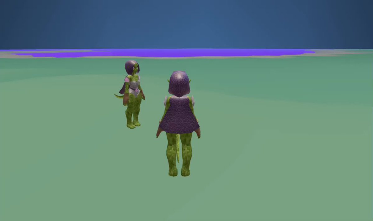 The image features a cartoon scene of two people standing next to each other, with one person wearing a purple outfit and the other dressed in green. The background shows a beach or ocean setting, adding to the overall atmosphere of the scene. The caption "My first @solana post!! This is how @3dotland started" suggests that this image was taken by someone named @3dotland who posted it on social media.