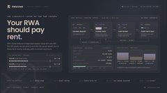 The image shows a dark-themed financial dashboard titled "Your RWA should pay rent," featuring charts and data tables related to Real World Asset (RWA) lending markets, likely illustrating tokenized asset fixed-term lending capabilities discussed in the post about XRP Ledger validators voting on native fixed-term lending for tokenized assets.