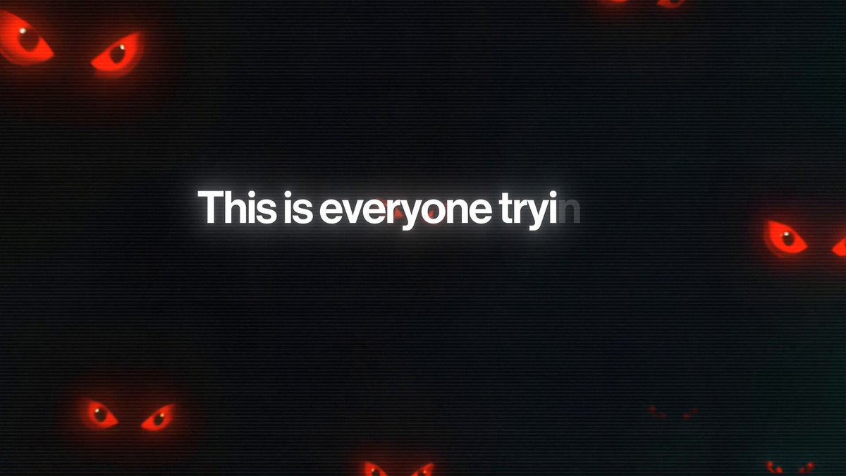 The image features a large, black background with red eyes scattered across it. Below the eyes are the words "This is everyone tryin...", which appears to be part of an advertisement or promotional material for Veilo's privacy settings. The text is in white and stands out against the dark background, making it easy to read and understand.