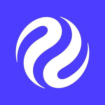 A white swirling circular logo on a solid blue background, resembling the Polyhedra Network (ZK) logo.