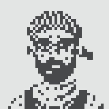 The image features a black and white picture of a person with a beard, wearing sunglasses and a bandana around their neck. The person appears to be a fan of @serc1n, as indicated by the caption provided. The image is quite large, occupying most of the frame, and it seems to be part of a larger collection or series related to the event happening at London.