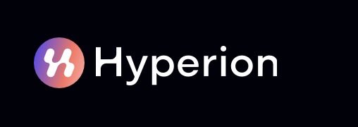 A logo for 'Hyperion' featuring a stylized 'H' inside a pink and purple gradient circle on a black background.