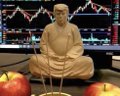 The image features a statue of Buddha sitting cross-legged, surrounded by three apples. The Buddha statue appears to be carved from wood or stone, with a serene expression as if meditating. The apples are placed around the statue, adding a touch of color and life to the scene. The post includes text that reads "everybody can have a dream" and "@just_t00ns made with seedance 2.0 on @kinovi_ai Enjoy>>". This message seems to be related to the Buddha statue or its surroundings, possibly suggesting that anyone can find peace and tranquility through meditation or by connecting with nature's beauty.