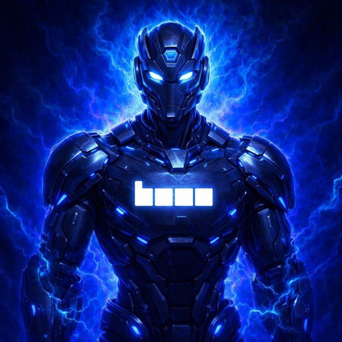 The image features a robot with blue armor, standing against a backdrop of lightning bolts. The robot has a futuristic design and glowing lights that make it stand out. The caption above the image reads "While others are waiting for the future... @base is already building it. Fast transactions. Real builders. Endless innovation. The strongest chains aren'powered by hype they're powered by people who keep building every day. Base energy is different." This message seems to be related to the robot's abilities or its role in a futuristic setting, possibly emphasizing the importance of innovation and progress.