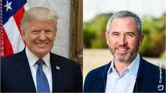 This image shows Donald Trump and Ken Griffin, likely used to represent "Wall Street's biggest names" and potentially suggesting institutional backing for XRP, as mentioned in the accompanying post about Goldman Sachs' XRP ETF exposure.