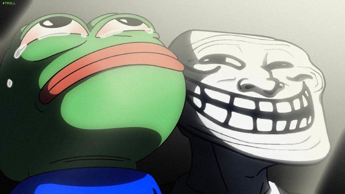 The image features a cartoon frog, which appears to be sad or crying due to its facial expression. The frog's eyes are wide open, giving an impression that it is upset about something. In the background of the image, there is a person wearing a mask and laughing, creating a contrast between the sadness of the frog and the humor of the mask-wearing individual.

The caption provided in the image seems to be related to the cartoon frog's emotions or opinions on holding PEPE instead of ETH. It appears that the frog is unhappy about being compared to PEPE, expressing its disagreement with this comparison by crying. The person wearing the mask might find it amusing or entertaining, but the frog's sadness adds a layer of complexity and contrast to the scene.