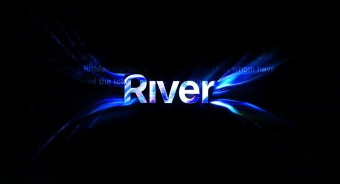The word "River" appears in glowing blue text at the center of a dark background with light streaks, representing the @RiverdotInc platform mentioned in the post that unifies assets, liquidity, and yield across chains without bridges.