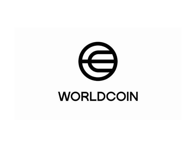 The black and white logo for 'WORLDCOIN' is displayed on a plain white background.
