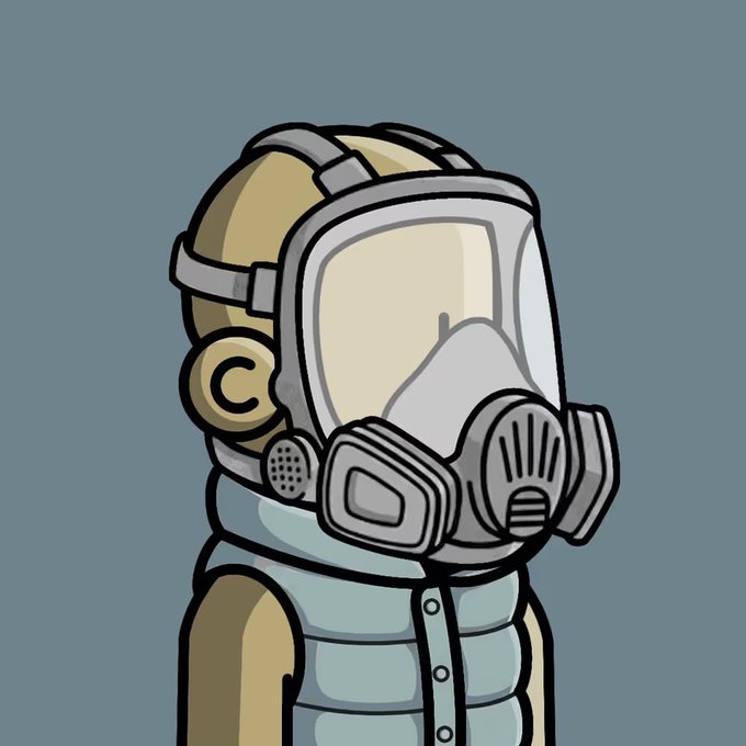 The image features a cartoon character wearing a gas mask, which appears to be gray with a clear plastic lens. The character also has a blue vest on, giving them an air of mystery or perhaps even a superhero-like appearance. The caption reads "Got tired of smelling Zeros cookin so masked up", suggesting that the character might have been exposed to unpleasant odors and is now seeking protection from the gas mask.