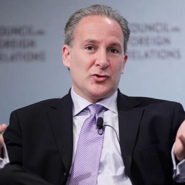 A man in a dark suit and purple tie appears to be speaking at a conference, with 'COUNCIL ON FOREIGN RELATIONS' partially visible in the blurred background.