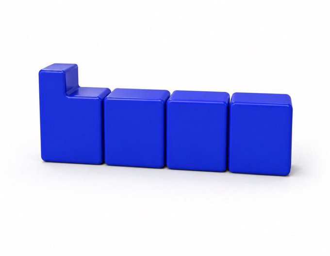 A 3D rendering of a blue stepped block chart showing ascending values on a white background.