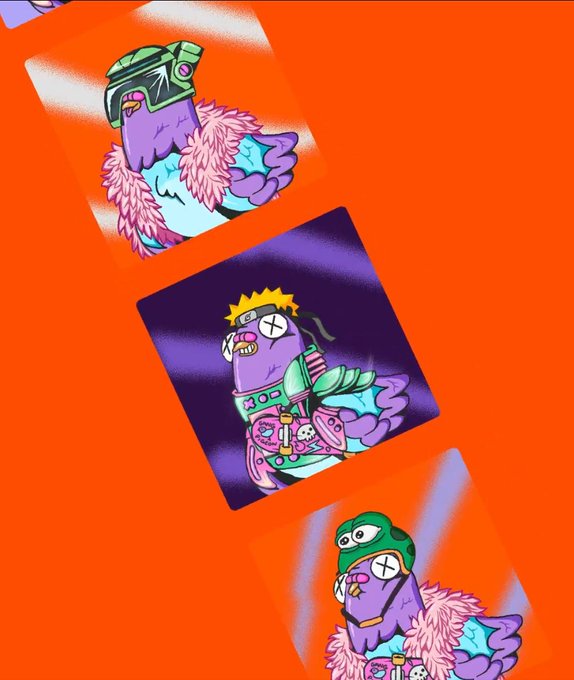 Vibrant cartoon-style NFT characters in a diagonal arrangement, with the central figure—appearing to be a stylized anime-inspired zombie with an "X" eye—representing the unique digital identity and on-chain persona that @NucleusCodes connects and analyzes through its Web3 intelligence layer.