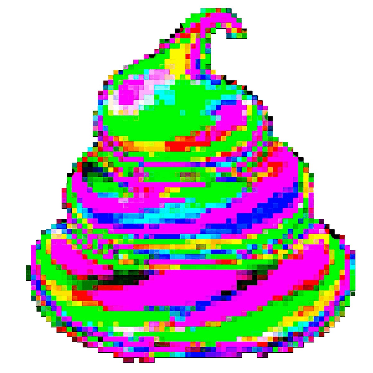 The image features a colorful, pixelated, and abstract representation of a cake or dessert item that appears to be made up of small squares or blocks of different colors. The design has a unique and artistic appearance, with various shades of pink, green, blue, and purple used to create the overall visual effect. The post also includes text that reads "GIF ΛЯƬ DΛY PӨӨP Minted this beauty for #GIFARTDAY only". This suggests that the image is a creative representation of a cake or dessert item, possibly made by an artist or designer to celebrate a special occasion.