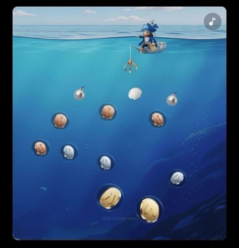 An illustration depicts a person sitting on a small boat above a blue ocean, with various sea creatures and shells visible in bubbles below the water's surface.