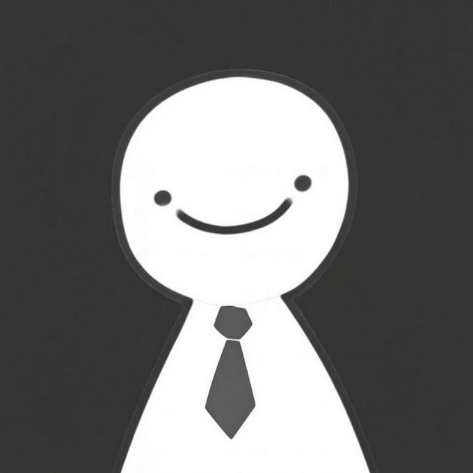 A minimalist white smiley figure wearing a black tie smiles against a dark gray background, with no visible text or numbers. The cheerful "gm" (good morning) greeting pairs with the friendly, suited character to convey a positive, professional morning sentiment.