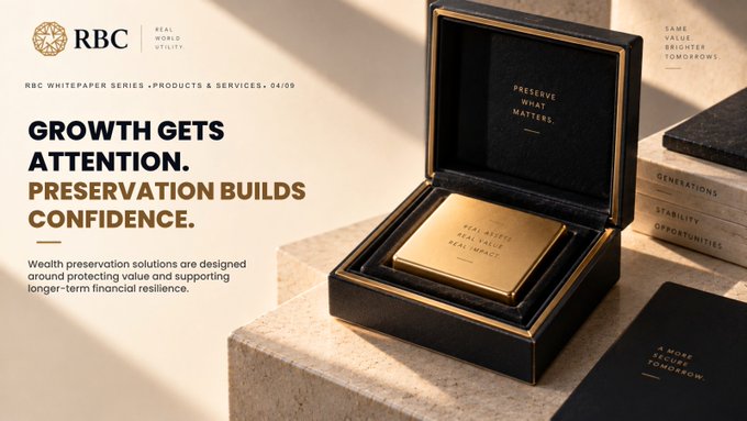 An RBC (Royal Bank of Canada) whitepaper cover titled 'Growth Gets Attention. Preservation Builds Confidence.' featuring a gold bar in a black presentation box.