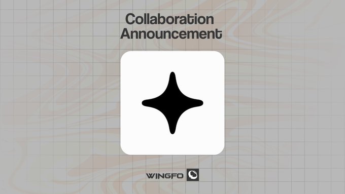A collaboration announcement graphic featuring three women in white berets alongside dinosaur skeletons, with "WINGFO" branding at the bottom and text reading "Excited to announce our collaboration with @biwlsxyz" — detailing the NFT drop with 5,555 supply, $1 mint price, and TBA mint date.