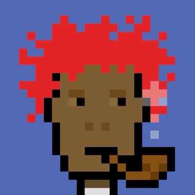 A pixel-art style avatar featuring a dark-skinned character with a wild red afro and an earring, smoking a cigar against a blue background. The image serves as a #NewProfilePic for the post promoting a $DERP token meme, with the rugged pixelated character embodying the playful, meme-inspired crypto branding of the "Pitboys/Mineboys."