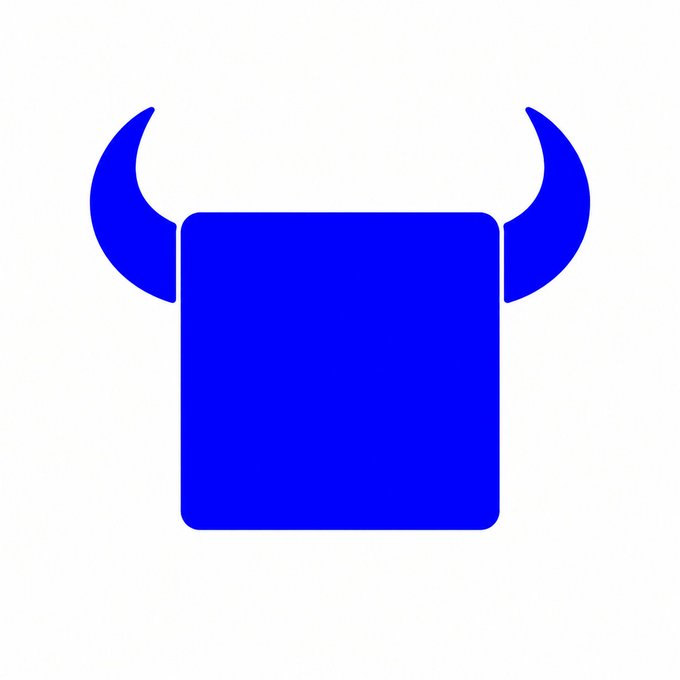 The image shows a blue square with bull-like horns extending from its upper corners, visually representing the concept of "Bullieve" (bull + believe) and reinforcing the post's message about having bullish conviction in Base.