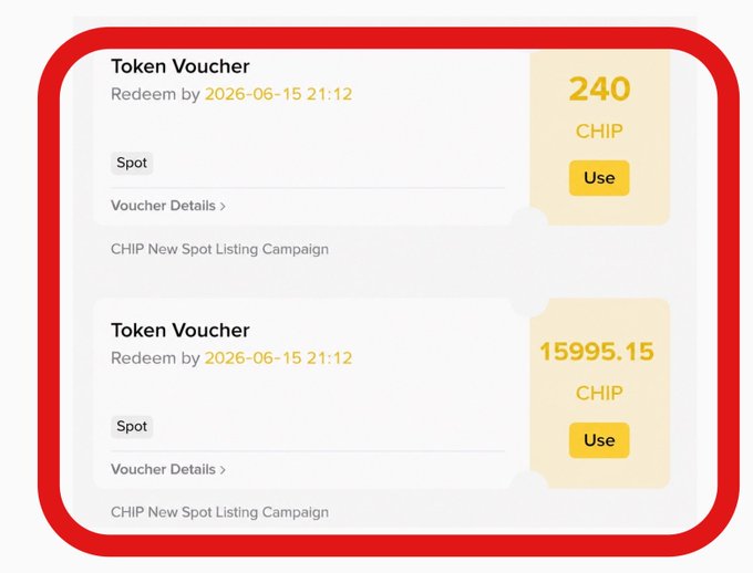 The image shows a screenshot of a website called Binance that displays information about two different tokens, one being a chip token and the other being a token for a new spot listing campaign. The text on the screen provides details about these tokens, including their values and uses. The website also offers a reward system where users can earn points by participating in the new spot listing campaign or by using the chip token.