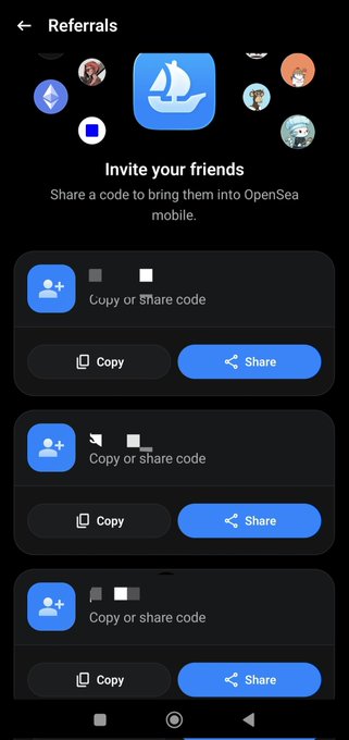 The image shows a cell phone screen displaying a list of invite codes for beta testers, with a blue boat icon at the top. The text below the icons reads "I was lucky enough to be among them", indicating that there are several beta tester codes available. The main focus is on the code "Tell me why you deserve a code." and its corresponding message about giving away codes.