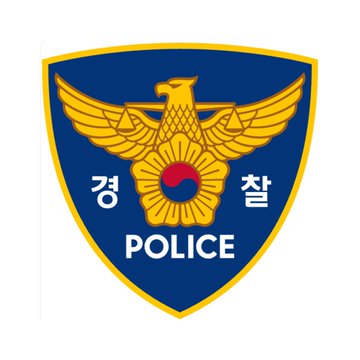 The image shows a South Korean police emblem—a golden eagle with spread wings above a Taegeuk symbol on a blue shield, featuring the Korean text "경찰" and the English word "POLICE." It represents the law enforcement agency responsible for raiding the firm accused of defrauding 20 investors of approximately 3 billion won ($2.1 million) through a fraudulent crypto futures trading scheme.