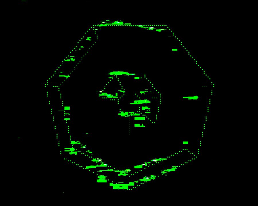 The image features a hexagon with green lines, which appears to be a digital art piece or a computer-generated image. The background of the image is black, making the green lines stand out prominently. There are no texts present in the image.