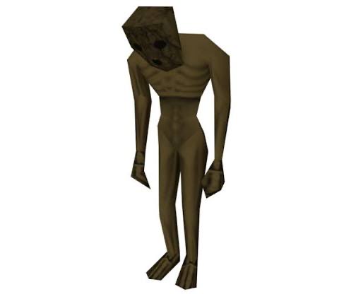 A low-polygon 3D rendered humanoid figure slumps forward with a hunched back, drooping head, and limp arms, embodying the "posture check" theme by visually demonstrating poor, slouchy posture.