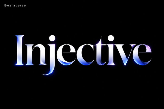 The word "Injective" is displayed in stylized blue and purple gradient text on a black background, with "@ezraverse" in the top left corner.