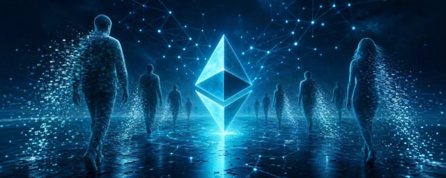 In the image, a group of people are walking towards an unusual structure that appears to be a cube-shaped object with blue edges. The people are scattered around the scene, some closer to the structure while others are further away. The background features a dark sky filled with stars and lines, creating a sense of depth and mystery. The image also contains text that reads "The Flippening No One Expected: Why Tether Overtaking Ethereum Changes Everything". This message seems to be related to the unusual structure in the center of the scene, possibly indicating some sort of technological advancement or disruption in the cryptocurrency world.

The combination of the people walking towards the cube-shaped object and the text "The Flippening No One Expected: Why Tether Overtaking Ethereum Changes Everything" suggests that this image is meant to provoke thought about the potential impact of a new technology, such as etherium or tethered tokens, on the cryptocurrency market. The presence of multiple people in the scene could also imply a sense of community or collaboration surrounding this technological development.