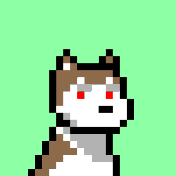 A pixel art illustration depicting a stylized character with brown hair and animal ears against a solid green background.