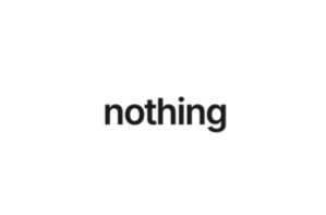 A minimalist image showing the word 'nothing' in black lowercase text on a white background.
