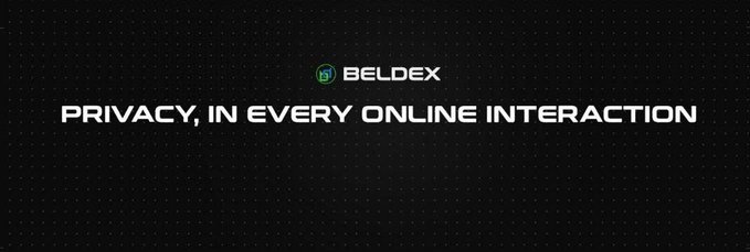 A promotional graphic for BELDEX with the tagline 'PRIVACY, IN EVERY ONLINE INTERACTION' displayed on a dark dotted background.