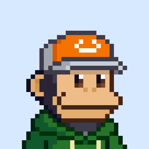 A pixel art portrait of a cheerful monkey character wearing a green outfit and an orange smiley-face cap, reflecting the playful "monke" theme from MonkeDAO and Solana Monkey Business mentioned in the post.