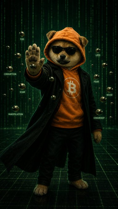 iced bear stands on a green grid, wearing an orange hoodie and black pants with the word "B" displayed, surrounded by floating bubbles.
