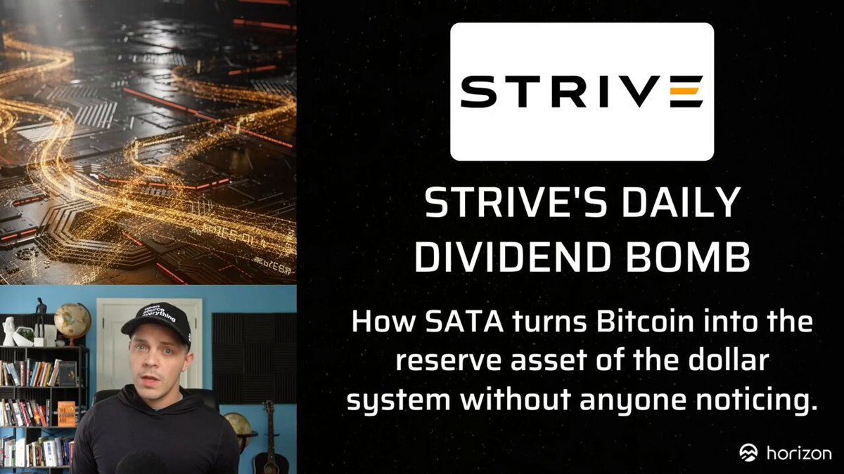 The image features a man sitting behind a desk, with a computer monitor in front of him. The background shows a black and white photo of a city skyline at night, with a street lamp visible among the buildings. The main focus of the image is a banner that reads "THE DAILY DIVIDEND BOMB: HOW SATA IS BITCOIN'S ULTIMATE SPECULATIVE ATTACK ON THE US DOLLAR". This text suggests that there might be an impending attack on the US dollar, possibly involving Bitcoin. The man in front of the desk appears to be a crypto expert or someone interested in cryptocurrency news and developments.