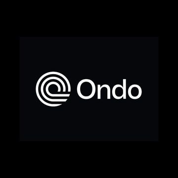The image displays the Ondo logo—a stylized "@" symbol beside the word "Ondo"—on a dark background, representing Ondo Finance in connection with the announcement that its Treasury-backed yieldcoin USDY is now live on the Tempo blockchain.