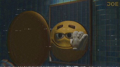 The image features a cartoon character, likely an anthropomorphic object or a large smiley face, with its hand raised as if waving at someone. The background of the image shows a bathroom setting with a toilet seat visible behind the character. There is also text in the image that reads "Big crash soon $edge". This suggests that there might be some sort of impending accident or mishap related to the character's actions, possibly involving the toilet seat.