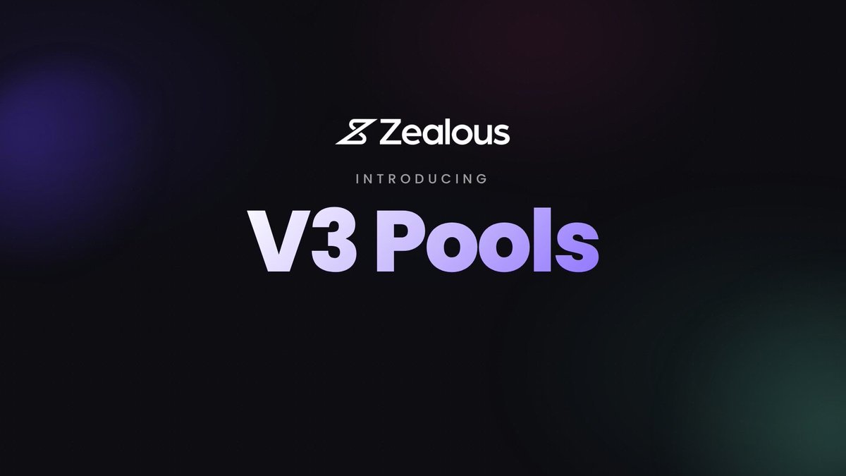 A dark promotional graphic featuring the Zealous logo at the top, with the text "INTRODUCING V3 Pools" displayed prominently in white and light purple lettering, announcing the upcoming launch of V3 Pools on Igra Labs.