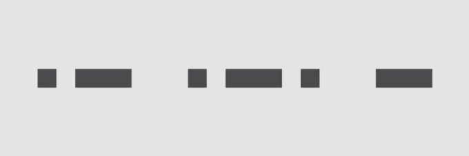 A minimalist abstract image displays scattered dark gray rectangles of varying widths against a light gray background.