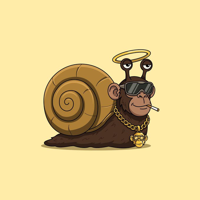 A cartoon snail wearing sunglasses, a gold chain, and a halo smokes a cigarette, giving off a cool, nonchalant vibe.

The image ties to the post "A new ape has entered the Circuit" by replacing the typical "ape" mascot (popular in NFT/crypto culture) with a slow-moving but stylish snail—hinting that despite the snail's sluggish nature, it has made its entrance into the fast-paced scene.