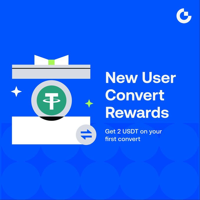 The image is of an advertisement for Bitcoin trading services. The title appears to be "New User Convert Rewards", indicating that this is an offer designed specifically for new users who wish to engage with Bitcoin conversion. Below the title, there are two lines of text providing information about how to take advantage of this opportunity. The first line states, "Complete your first convert to get 2 USDT cash instantly - the more you convert, the bigger the rewards", indicating that new users can potentially receive a cash bonus for their first Bitcoin conversion.