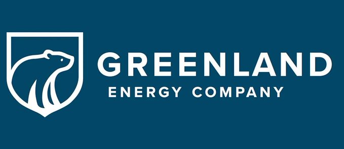 The image displays the Greenland Energy Company logo, featuring a white shield emblem with a stylized bear illustration on a dark blue background, alongside the company name "GREENLAND ENERGY COMPANY" in bold white text. This visual reinforces the accompanying post's message about community building and early positioning, with the polished, professional branding aligning with the caption's emphasis on the company's strong visual identity.