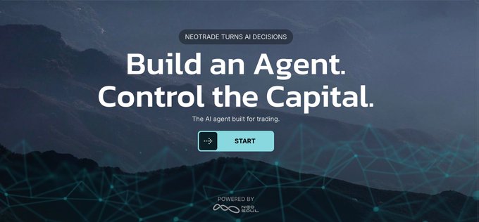 An advertisement displays the text "NEOTRADE TURNS AI DECISIONS - Build an Agent. Control the Capital. - The AI agent built for trading" with a "START" button, powered by NSO Group.