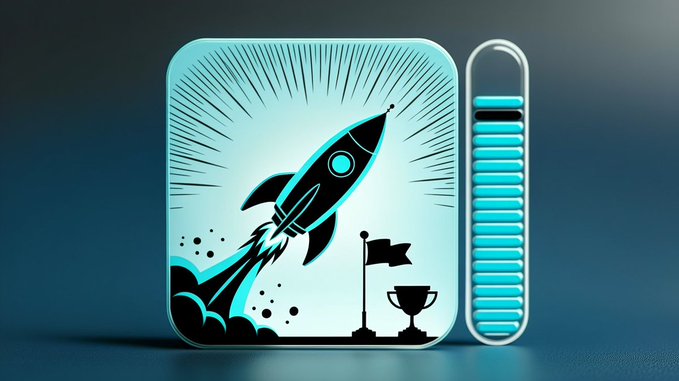 A stylized icon depicts a rocket launching skyward next to a flag and trophy, alongside a nearly full progress bar, symbolizing the community's momentum toward its 1,850-follower goal and the 60 USDT giveaway raffle.