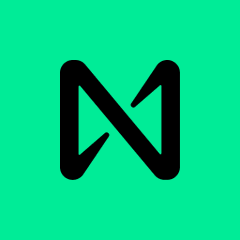 A minimalist black logo on a green background.
