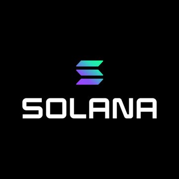 The Solana logo is displayed in white text with its signature blue-to-purple gradient symbol on a solid black background.