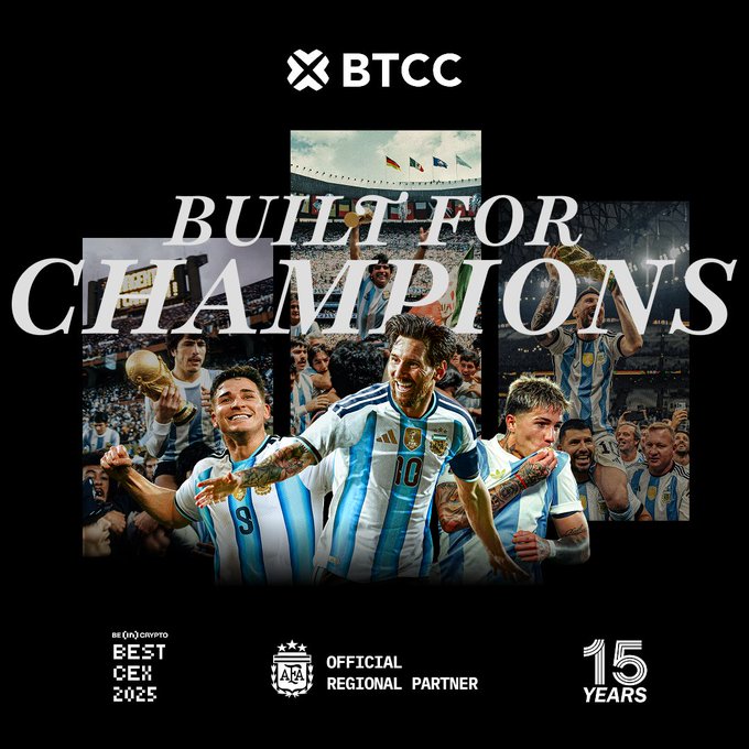 The image features a group of soccer players wearing blue and white uniforms, with one player holding a trophy. The background shows a stadium filled with fans, indicating that this event is taking place at a major sporting venue like the World Cup or the FIFA World Cup. The text on the poster reads "Built for Champions", suggesting that these athletes are celebrating their achievements as part of a team. The post also mentions that there will be live updates and match predictions available to watch, which implies that fans can follow along with the game's progress in real-time.