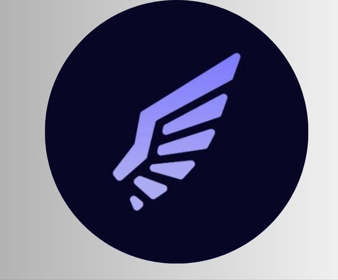 A stylized purple wing logo is centered on a dark navy blue circular background. The image serves as the brand emblem for KairosTradeX, the prediction market platform being promoted in the post.